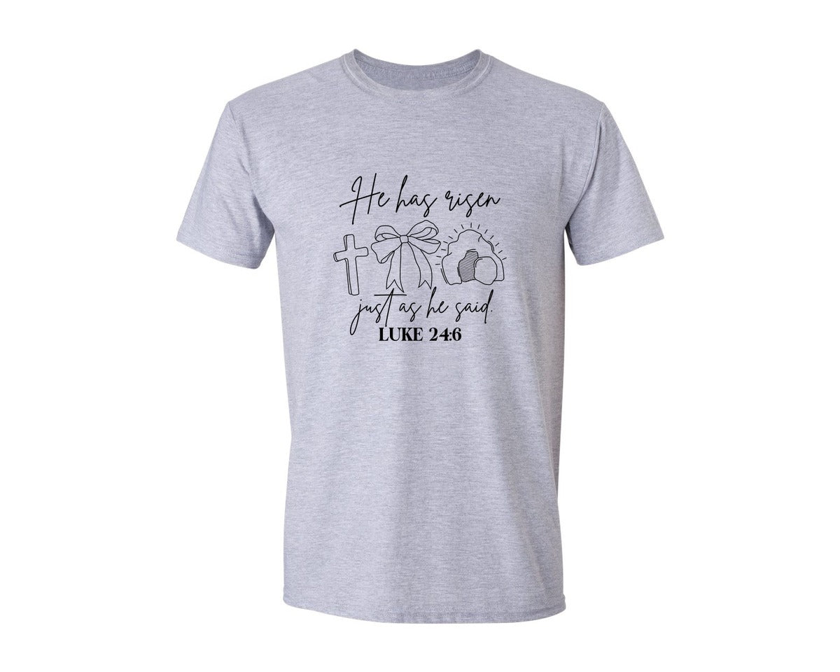 brand:Generic|color:Sports Grey / Athletic Heather|He Has Risen Graphic T-Shirt