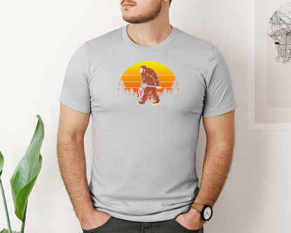 brand:Bella Canvas|color:Sports Grey / Athletic Heather|Bigfoot Sasquatch Bbq Retro Barbecue Graphic T-Shirt