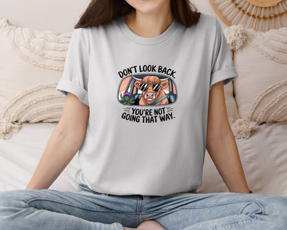 brand:Bella Canvas|color:Sports Grey / Athletic Heather|Dont Look Back Highland Cow Graphic T-Shirt