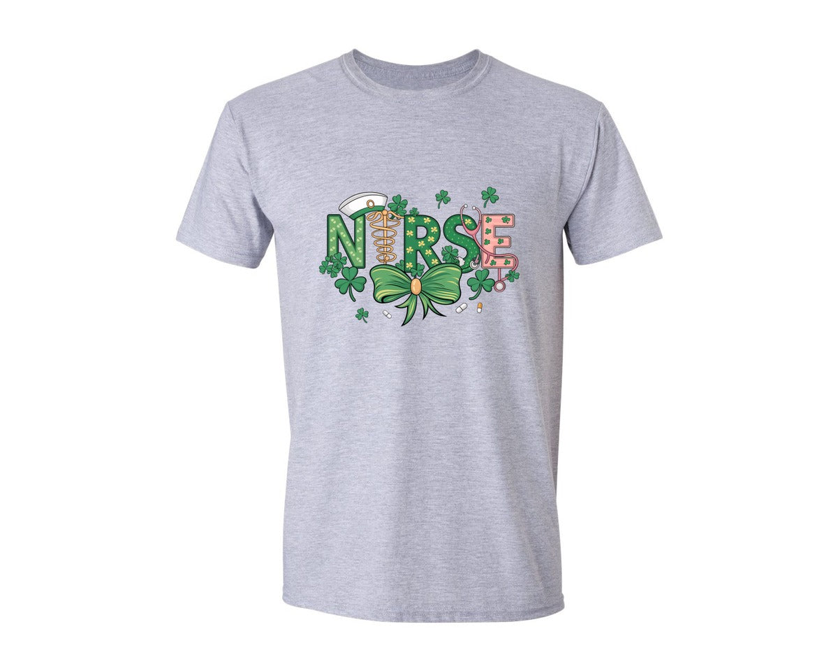 brand:Generic|color:Sports Grey / Athletic Heather|St Patricks Day Nurse Lucky Nurse 6 Graphic T-Shirt