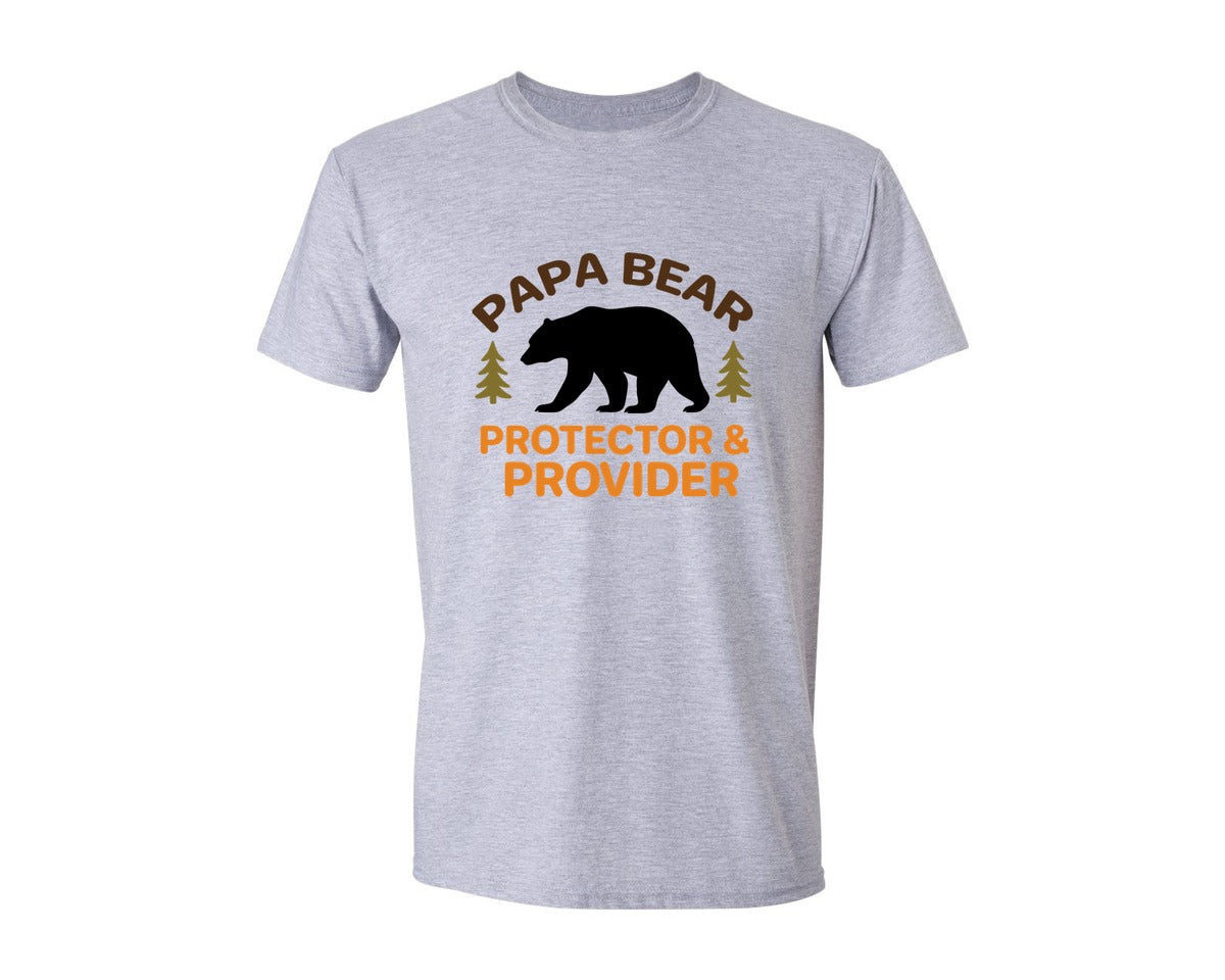 brand:Generic|color:Sports Grey / Athletic Heather|Papa Bear Protector Provider Graphic T-Shirt