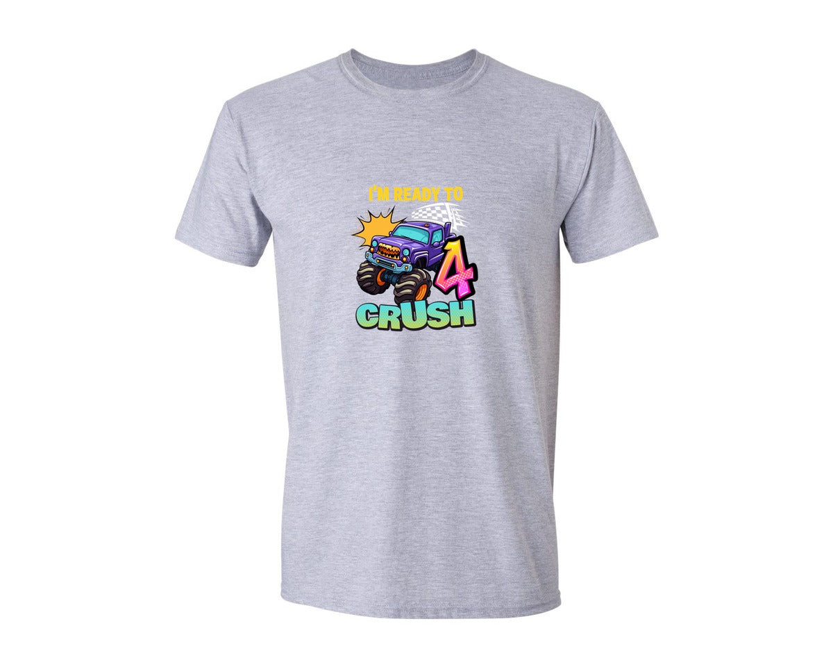 brand:Generic|color:Sports Grey / Athletic Heather|Im Ready To Crush 4Th Birthday Boys Graphic T-Shirt