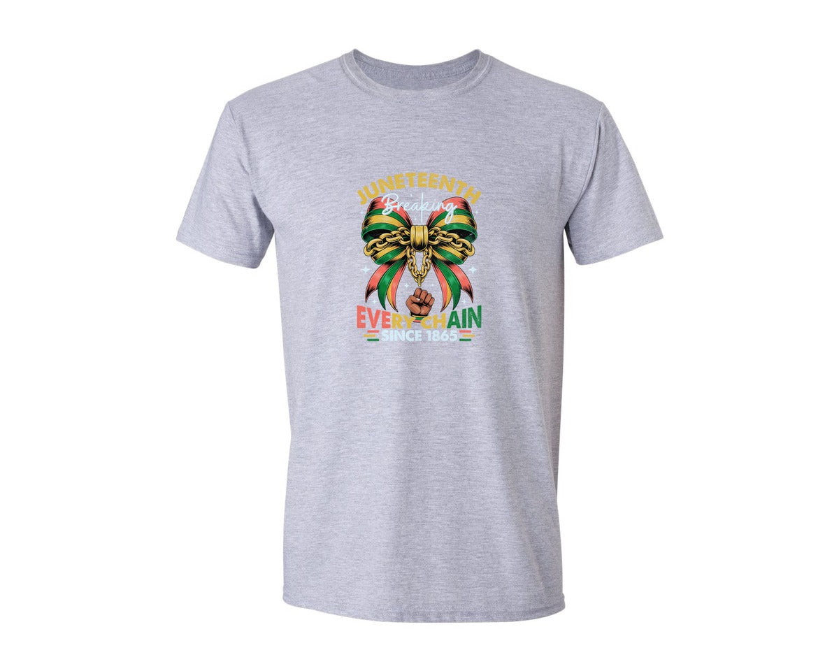 brand:Generic|color:Sports Grey / Athletic Heather|Juneteenth Black Coquette Bow Graphic T-Shirt