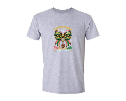 brand:Generic|color:Sports Grey / Athletic Heather|Juneteenth Black Coquette Bow Graphic T-Shirt