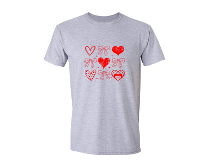 brand:Generic|color:Sports Grey / Athletic Heather|Valentine Coquette Heart Xoxo Graphic T-Shirt
