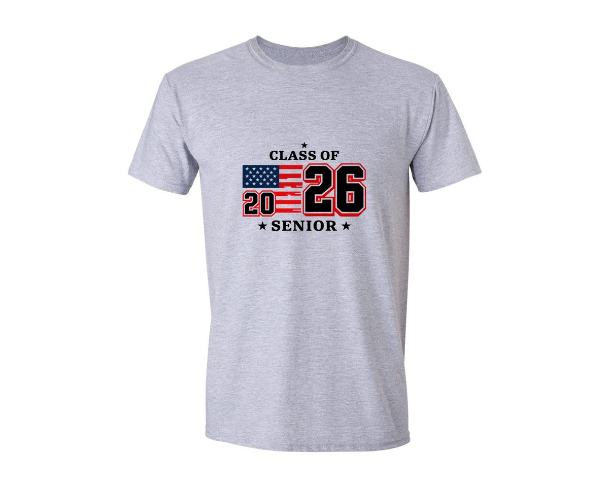 brand:Generic|color:Sports Grey / Athletic Heather|Patriotic Senior Class 2026 Design Graphic T-Shirt