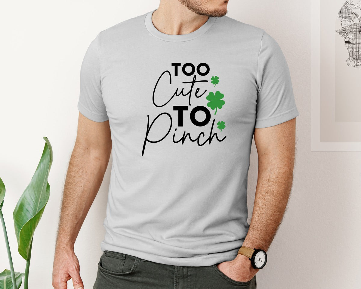 brand:Bella Canvas|color:Sports Grey / Athletic Heather|Too Cute To Pinch St Patrics 6 Graphic T-Shirt