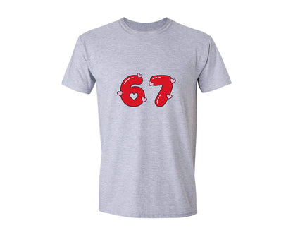 brand:Generic|color:Sports Grey / Athletic Heather|Valentine Six Seven Romantic Numbers Graphic T-Shirt