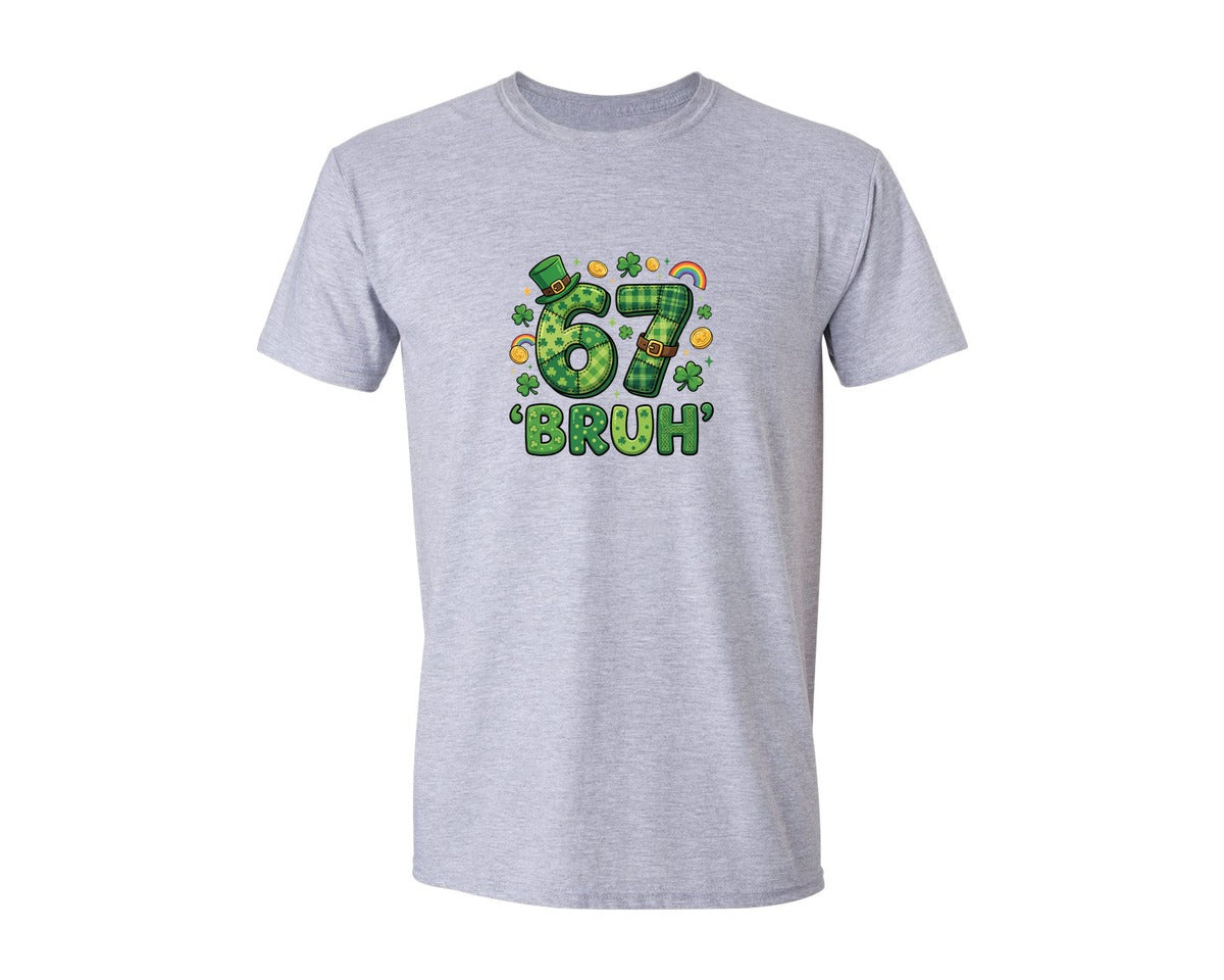 brand:Generic|color:Sports Grey / Athletic Heather|67 Bruh St Patricks Day 2 Graphic T-Shirt