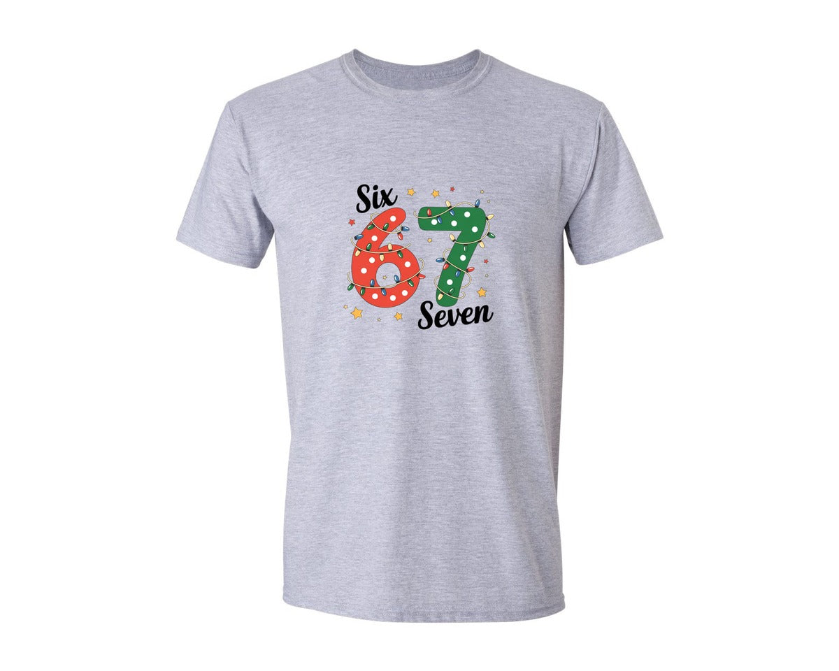 brand:Generic|color:Sports Grey / Athletic Heather|Christmas Six Seven Design Graphic T-Shirt