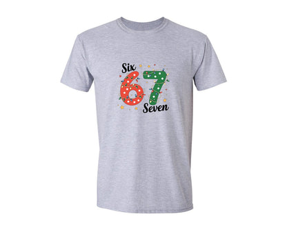 brand:Generic|color:Sports Grey / Athletic Heather|Christmas Six Seven Design Graphic T-Shirt
