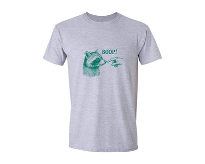 brand:Generic|color:Sports Grey / Athletic Heather|Boop Raccoon Finger Touching Nose Graphic T-Shirt