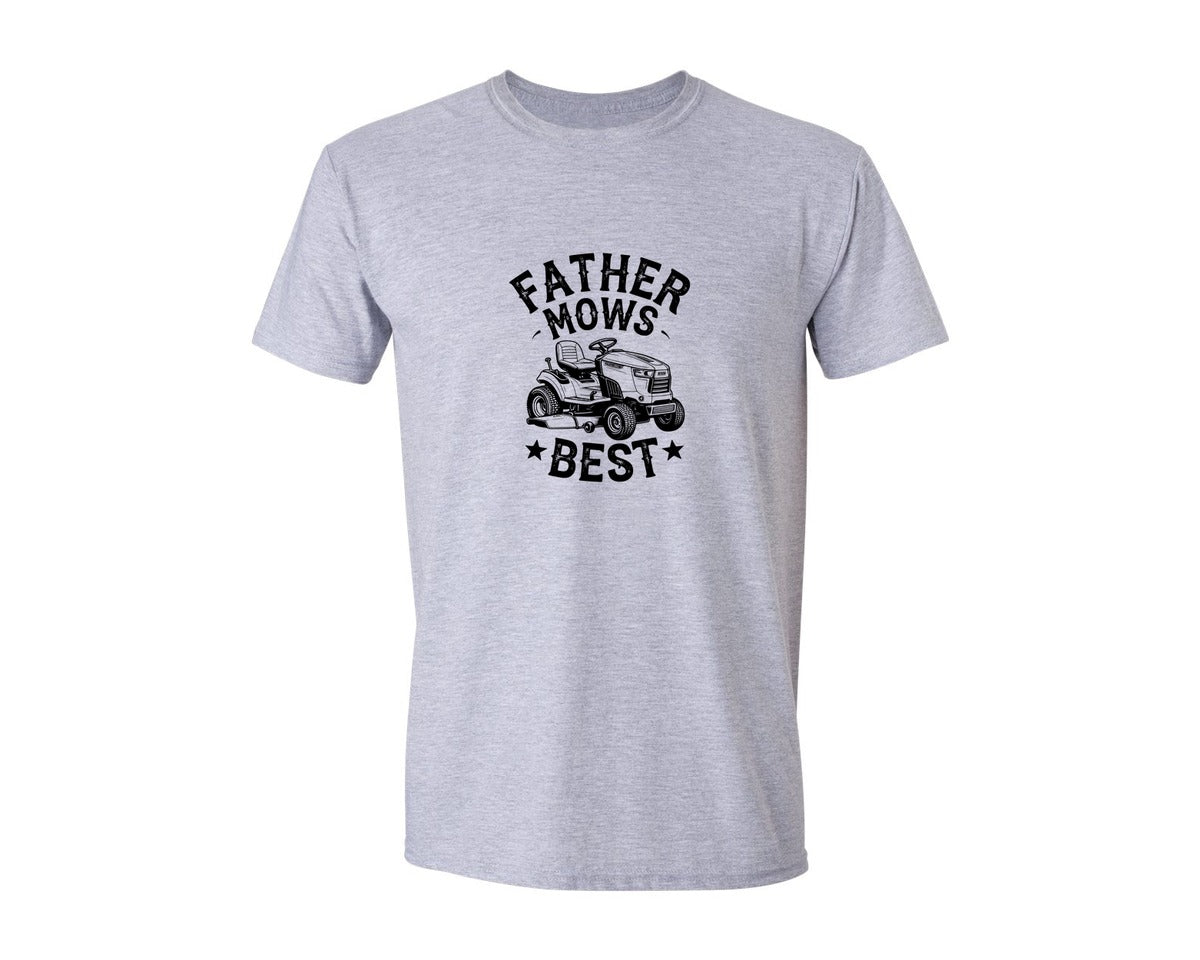 brand:Generic|color:Sports Grey / Athletic Heather|Father Mows Best Lawnmower Dad Graphic T-Shirt