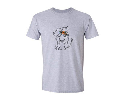 brand:Generic|color:Sports Grey / Athletic Heather|Just A Girl Who Loves Goat Graphic T-Shirt