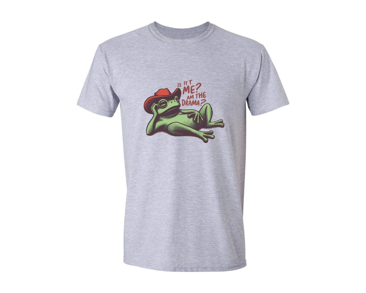brand:Generic|color:Sports Grey / Athletic Heather|Drama Frog Funny Cowboy Aesthetic Graphic T-Shirt
