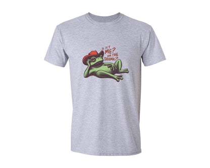 brand:Generic|color:Sports Grey / Athletic Heather|Drama Frog Funny Cowboy Aesthetic Graphic T-Shirt