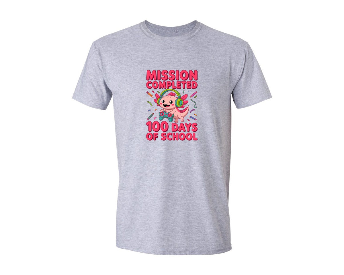 brand:Generic|color:Sports Grey / Athletic Heather|100 Days School Axolotl T Shjrt Design Graphic T-Shirt