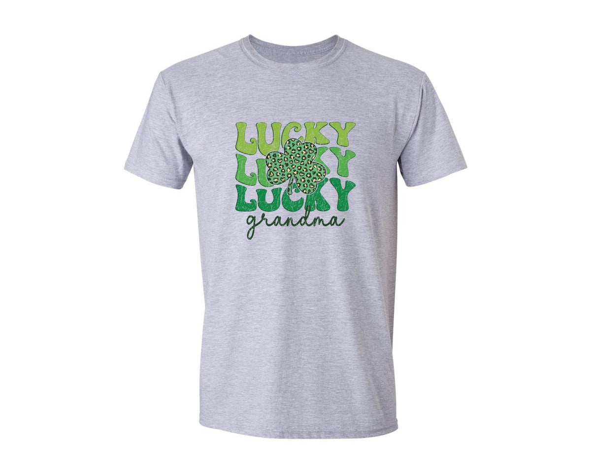 brand:Generic|color:Sports Grey / Athletic Heather|St Patricks Day Lucky Grandma Graphic T-Shirt