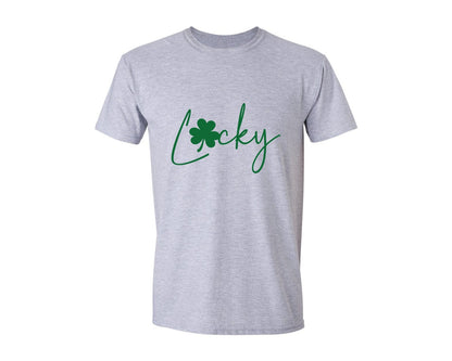 brand:Generic|color:Sports Grey / Athletic Heather|Lucky Clover Simple Shamrock Graphic T-Shirt