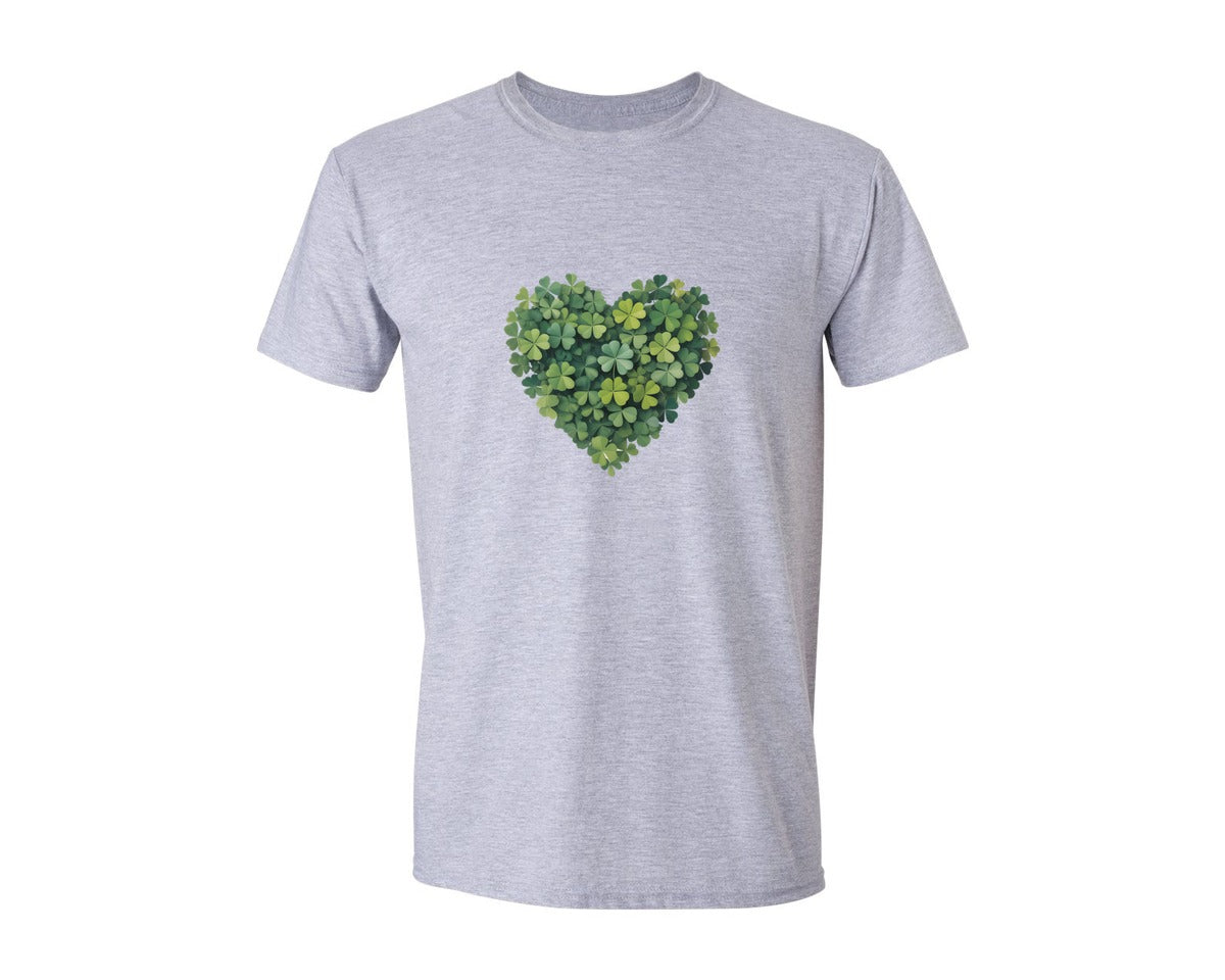 brand:Generic|color:Sports Grey / Athletic Heather|St Patricks Day Heart Brushstroke 25 Graphic T-Shirt
