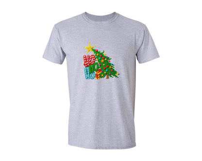 brand:Generic|color:Sports Grey / Athletic Heather|Yarn Crochet Hohoho Christmas Tree Graphic T-Shirt