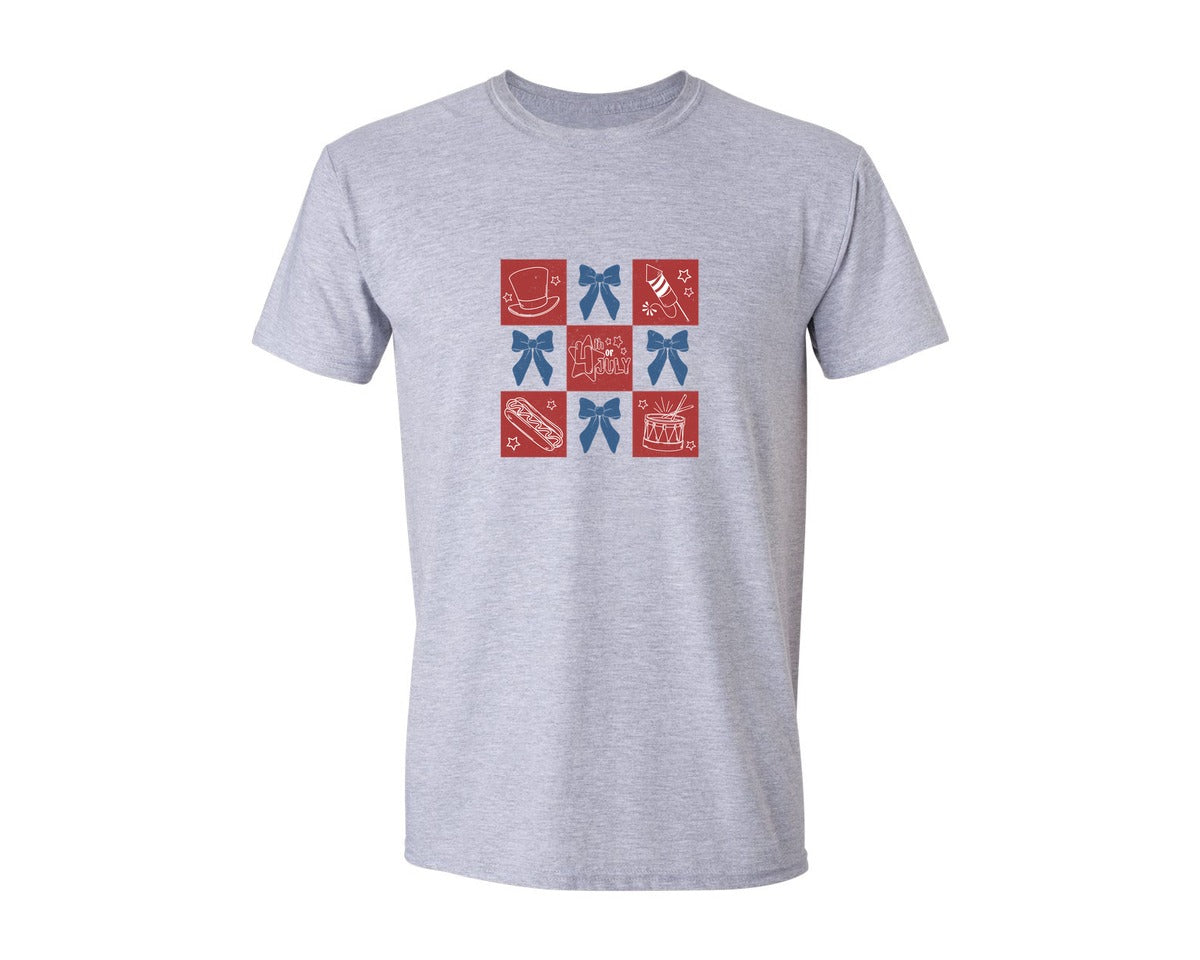 brand:Generic|color:Sports Grey / Athletic Heather|Retro 4Th Of July Usa Coquette Graphic T-Shirt