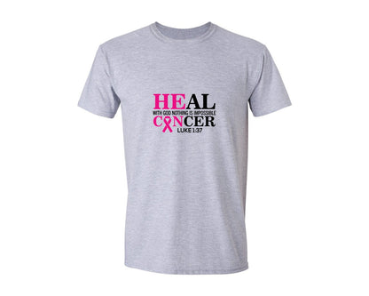 brand:Generic|color:Sports Grey / Athletic Heather|Heal With God Nothing Is Impossible Graphic T-Shirt