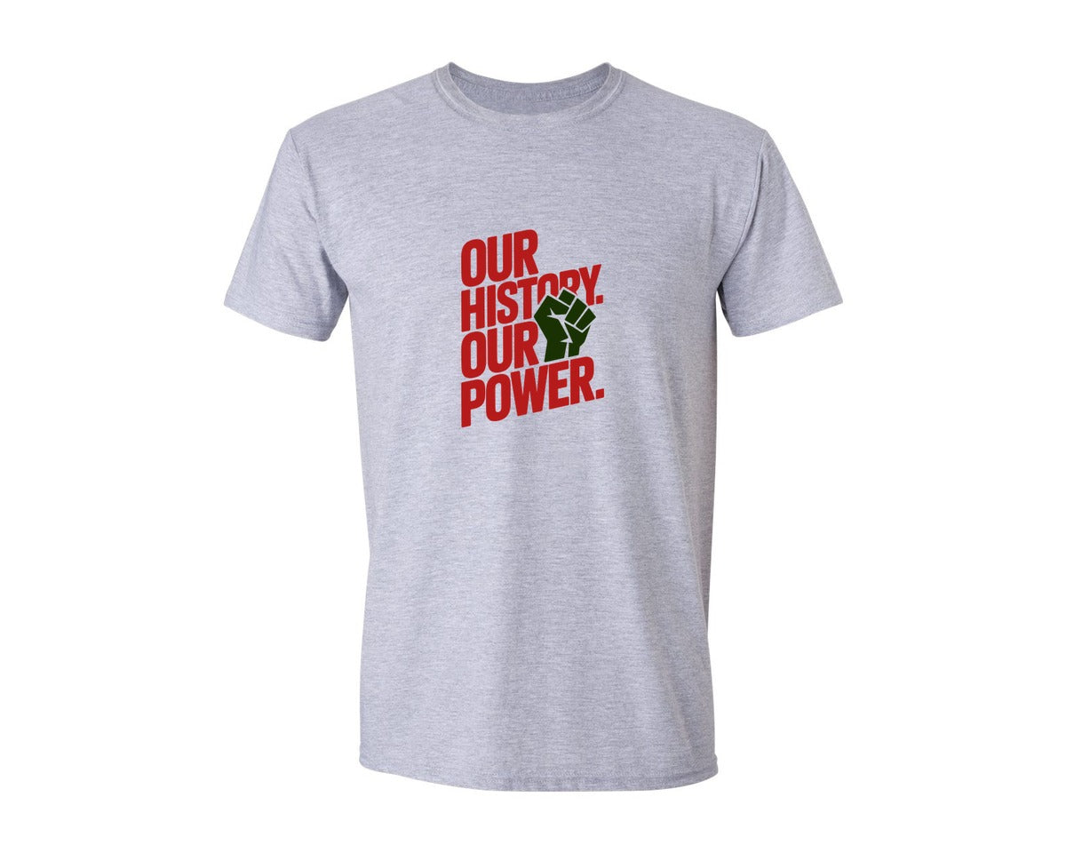 brand:Generic|color:Sports Grey / Athletic Heather|Our History Our Power Black History Graphic T-Shirt
