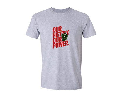 brand:Generic|color:Sports Grey / Athletic Heather|Our History Our Power Black History Graphic T-Shirt