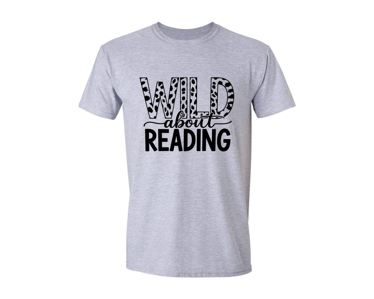brand:Generic|color:Sports Grey / Athletic Heather|Wild About Reading Teacher Life Graphic T-Shirt