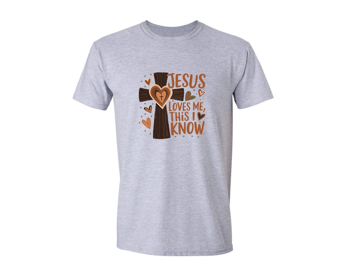 brand:Generic|color:Sports Grey / Athletic Heather|Jesus Loves Me This I Know 4 Graphic T-Shirt