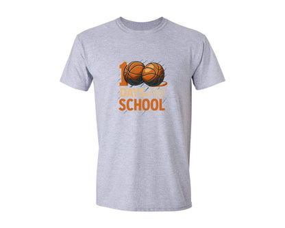 brand:Generic|color:Sports Grey / Athletic Heather|Basketball Lover 100 Days Of School Art Graphic T-Shirt