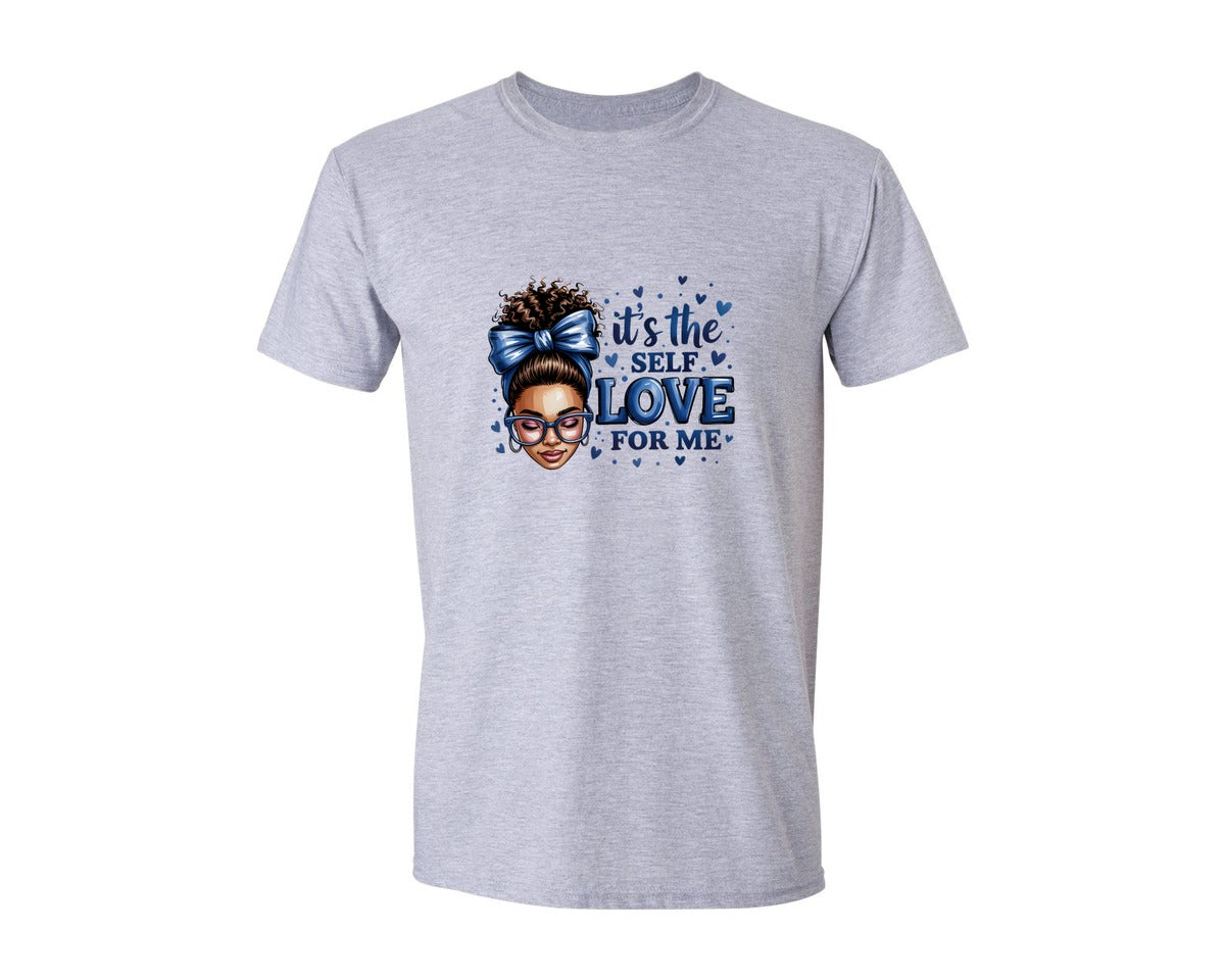 brand:Generic|color:Sports Grey / Athletic Heather|Sorority Colors Blue Afro Woman Love Graphic T-Shirt