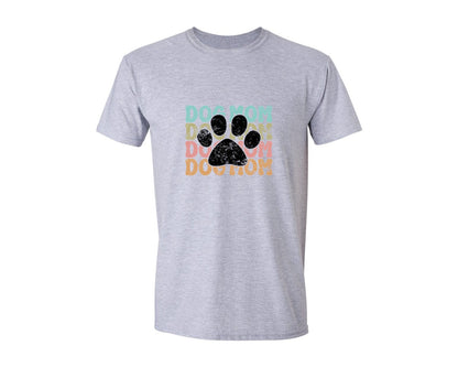 brand:Generic|color:Sports Grey / Athletic Heather|Retro Dog Mom Leopard Paw Graphic T-Shirt