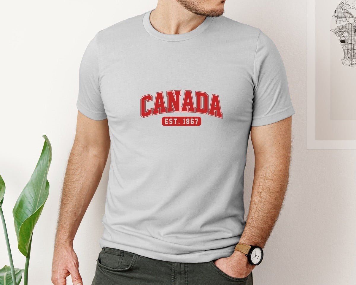 brand:Bella Canvas|color:Sports Grey / Athletic Heather|Canada Est 1867 Vintage Shirt Graphic T-Shirt