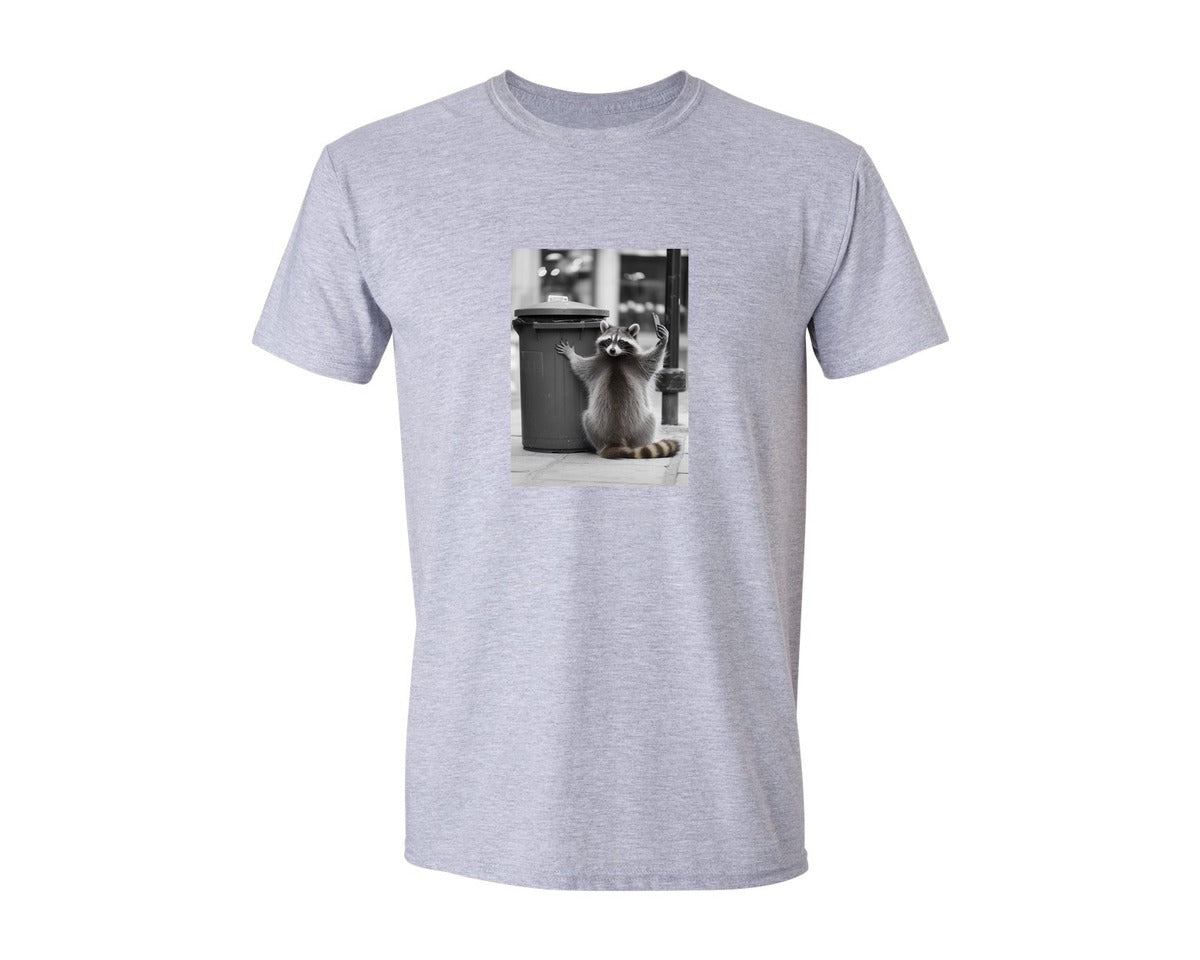 brand:Generic|color:Sports Grey / Athletic Heather|Racoon Selfie With Trash Can T Shirt Graphic T-Shirt