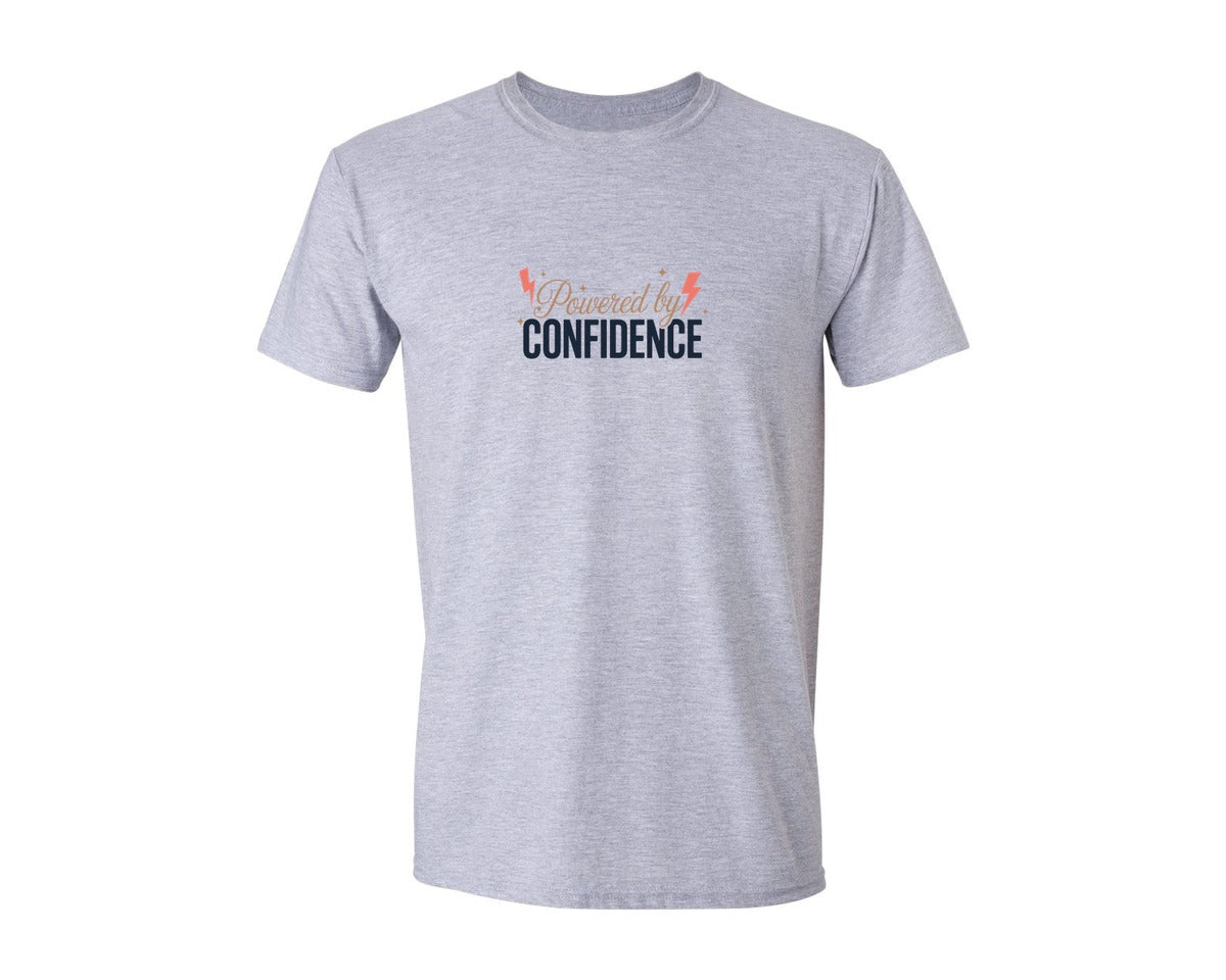 brand:Generic|color:Sports Grey / Athletic Heather|Powered By Confidence Womens Day Design Graphic T-Shirt