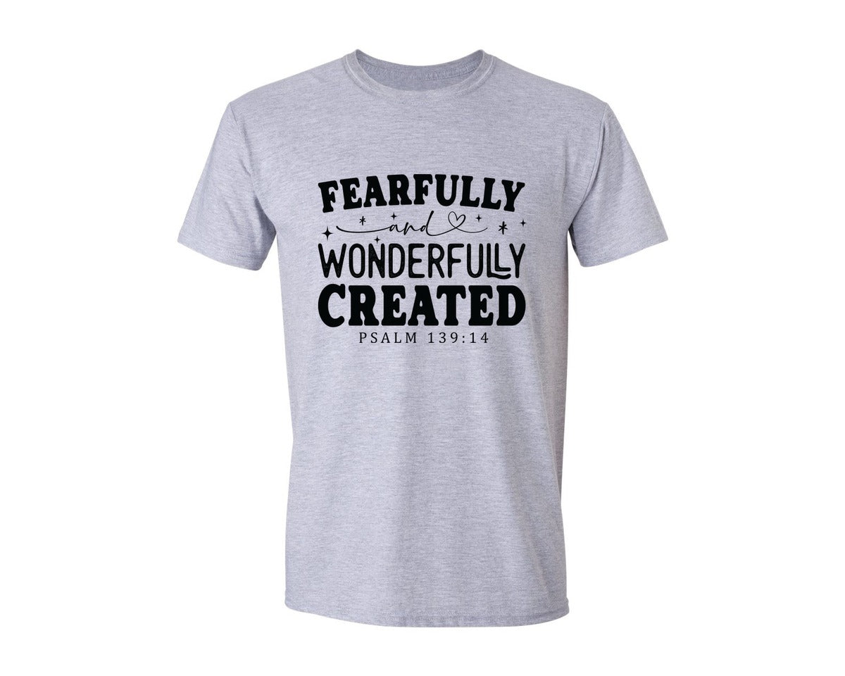 brand:Generic|color:Sports Grey / Athletic Heather|Fearfully And Wonderfully Religious Graphic T-Shirt