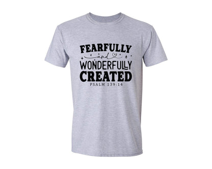 brand:Generic|color:Sports Grey / Athletic Heather|Fearfully And Wonderfully Religious Graphic T-Shirt