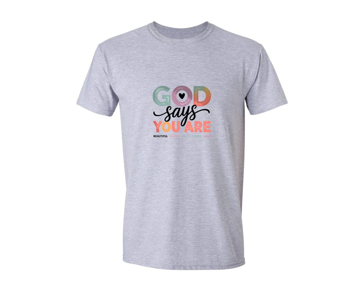 brand:Generic|color:Sports Grey / Athletic Heather|God You Are Inspirational Christian Qu Graphic T-Shirt
