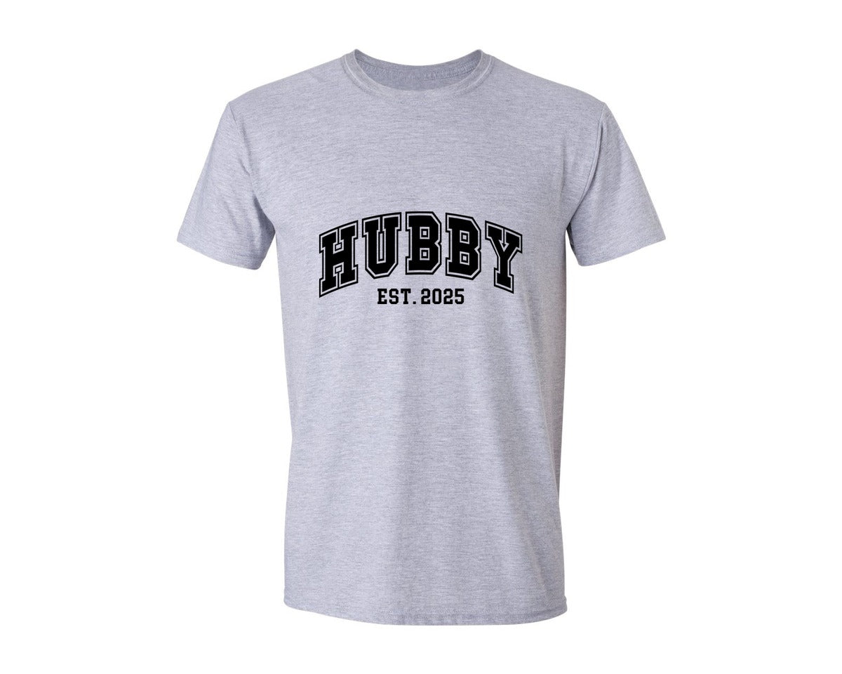 brand:Generic|color:Sports Grey / Athletic Heather|Hubby And Wifey 2025 Wedding Graphic T-Shirt