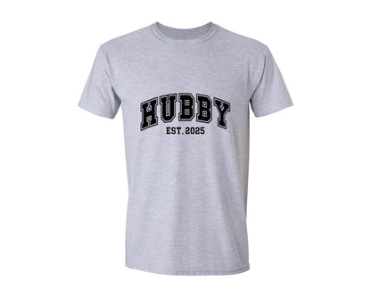 brand:Generic|color:Sports Grey / Athletic Heather|Hubby And Wifey 2025 Wedding Graphic T-Shirt