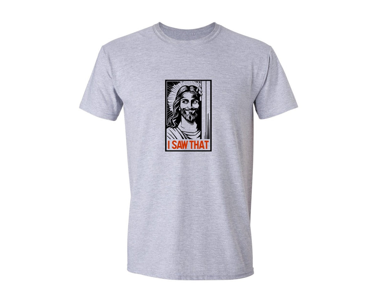 brand:Generic|color:Sports Grey / Athletic Heather|Sarcastic Jesus I Saw That File Graphic T-Shirt