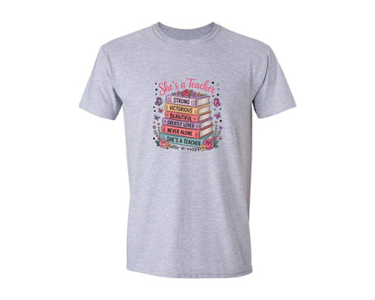 brand:Generic|color:Sports Grey / Athletic Heather|Shes A Teacher Inspirational Quote Graphic T-Shirt