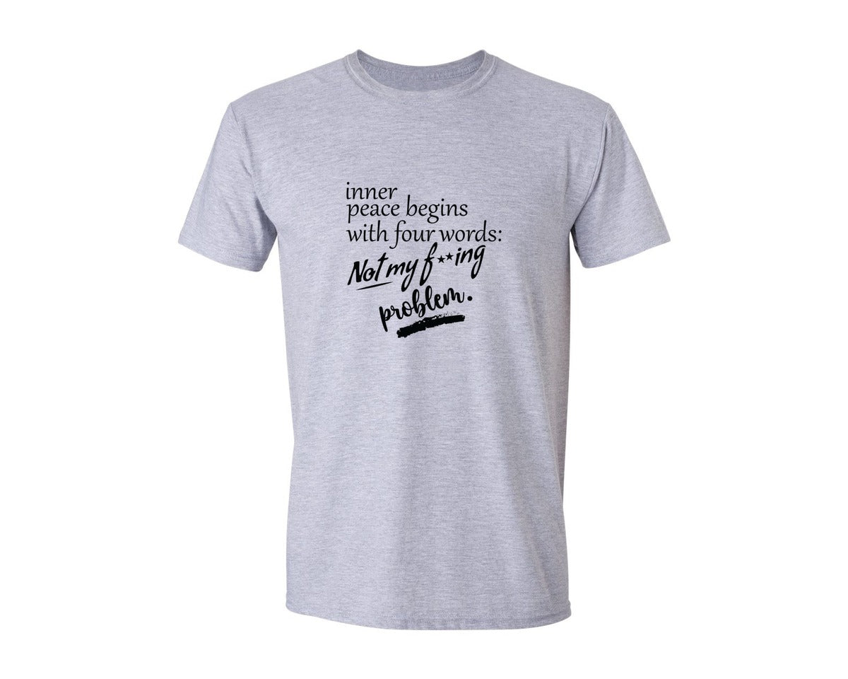 brand:Generic|color:Sports Grey / Athletic Heather|Inner Peace Begins With Four Words 37 Graphic T-Shirt