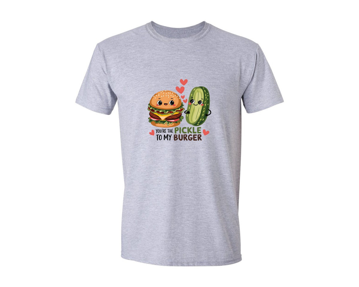 brand:Generic|color:Sports Grey / Athletic Heather|Pickle To My Burger Funny Valentine 2 Graphic T-Shirt