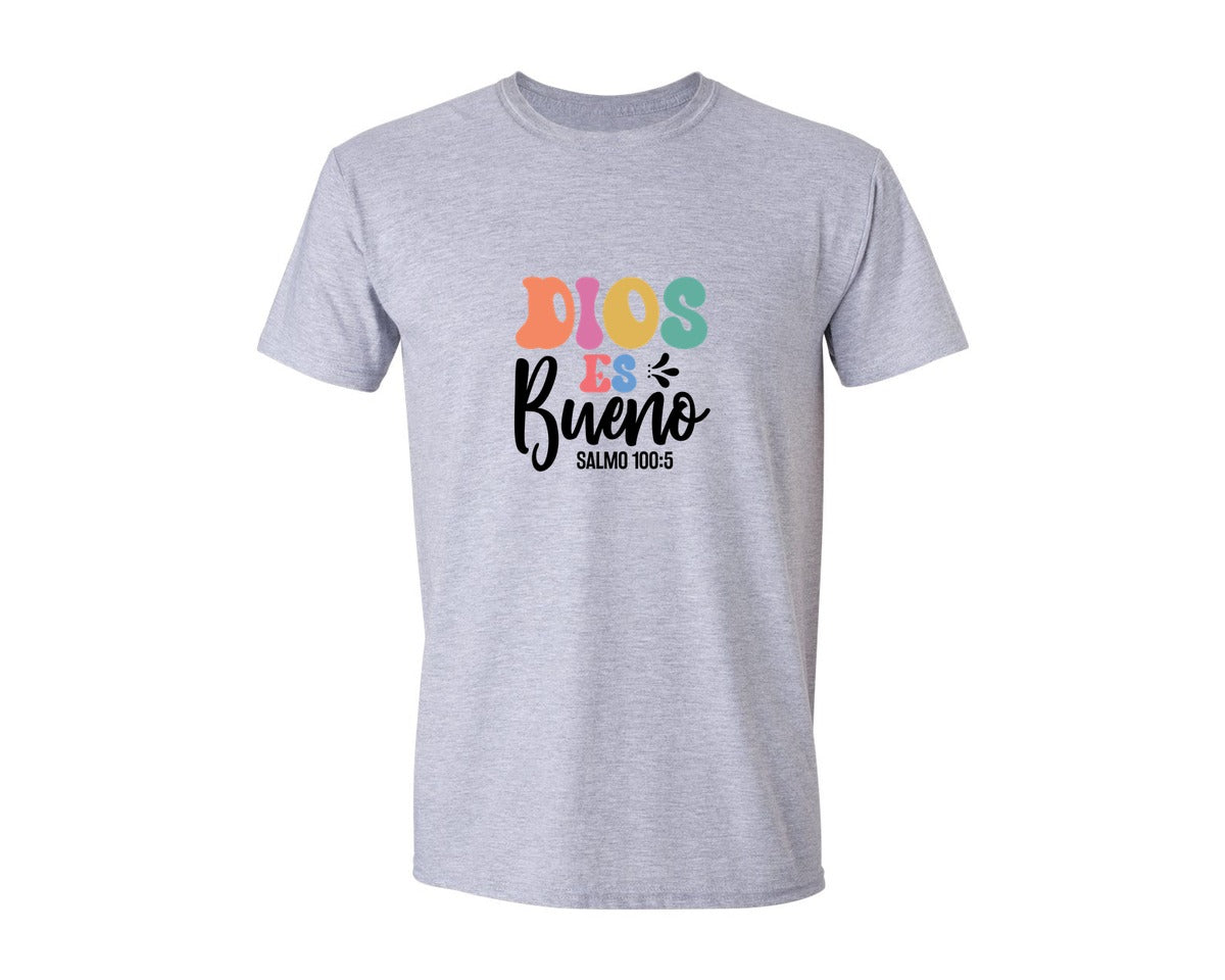 brand:Generic|color:Sports Grey / Athletic Heather|Dios Es Bueno Salmo Cien Cinco Graphic T-Shirt