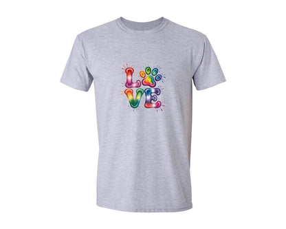 brand:Generic|color:Sports Grey / Athletic Heather|Dog Love Pngcolorful Paw Graphic T-Shirt