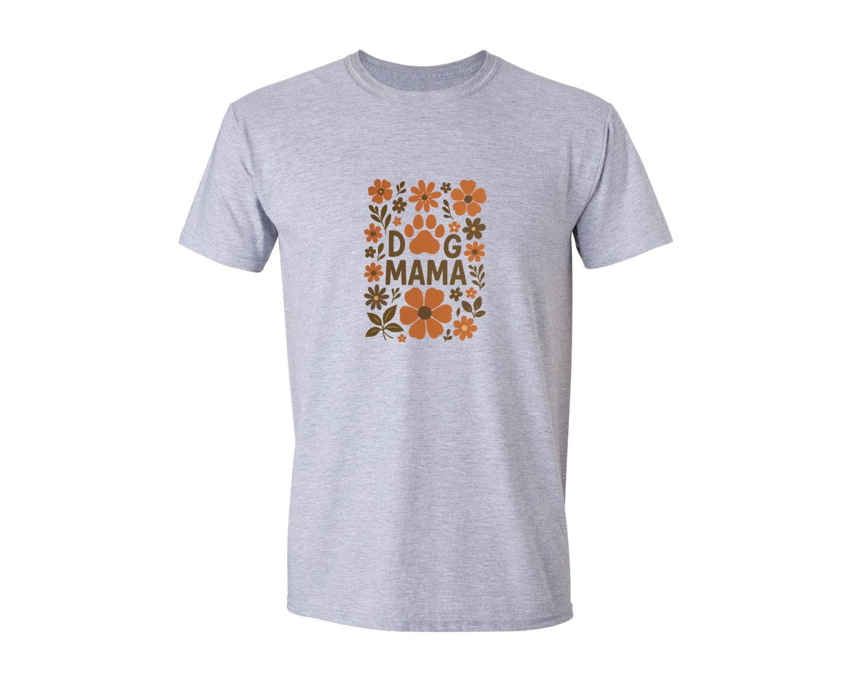 brand:Generic|color:Sports Grey / Athletic Heather|Boho Dog Mama Floral Dog Mama Graphic T-Shirt