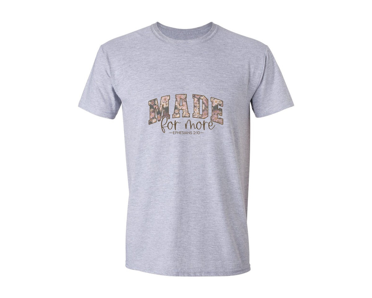 brand:Generic|color:Sports Grey / Athletic Heather|Made For More Bible Verse Graphic T-Shirt